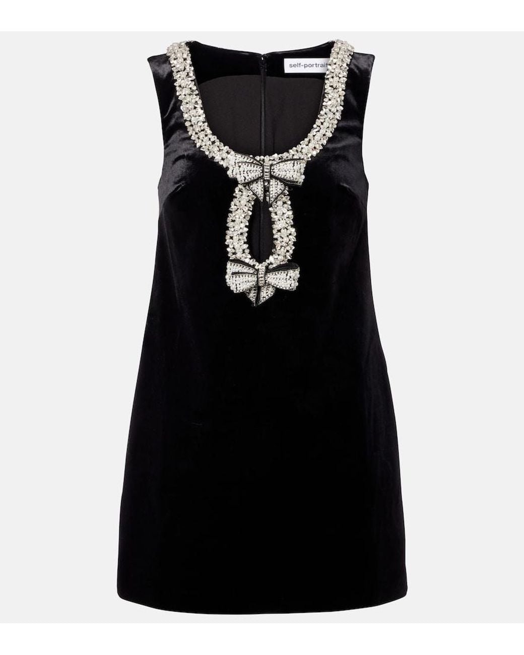 self portrait black velvet mini dress self-portrait Velvet Sweetheart Mini Dress in Black