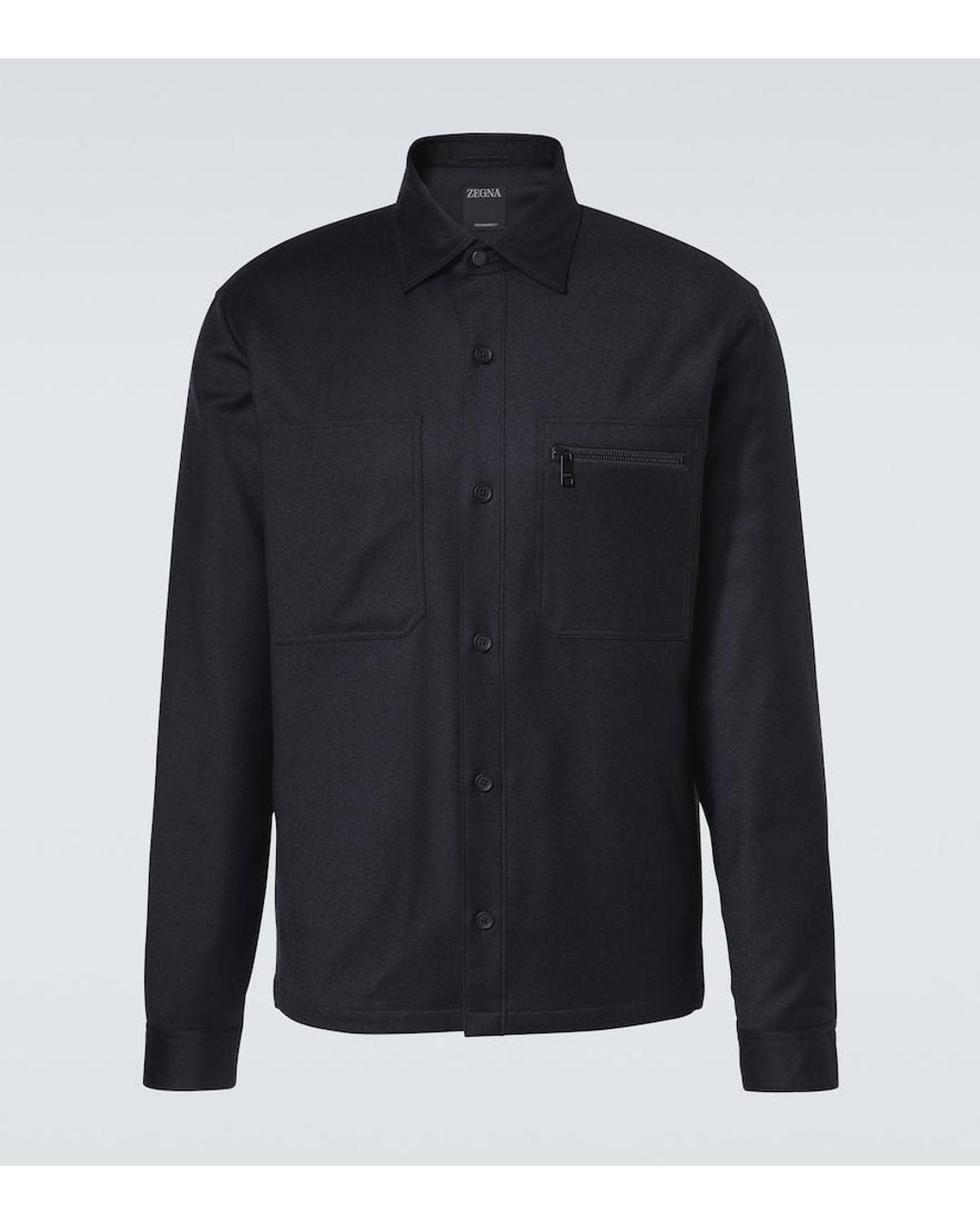 Zegna Blue Wool Overshirt for men