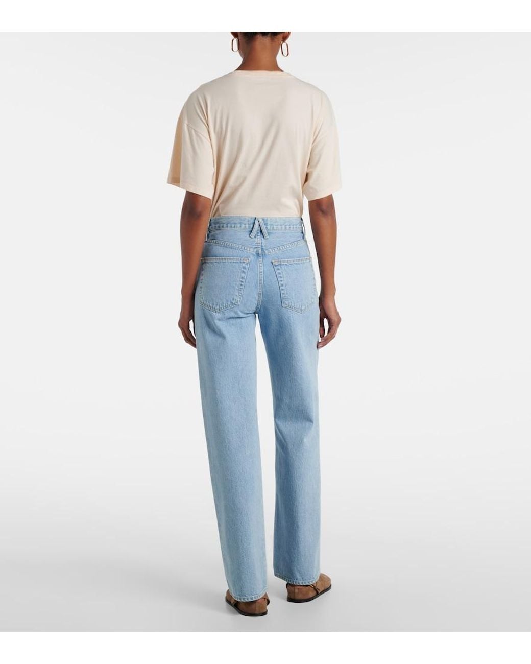 SLVRLAKE Denim Blue Grace High-Rise Wide-Leg Jeans