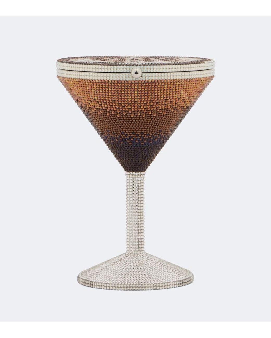 Judith Leiber White Martini Espresso Crystal-Embellished Clutch