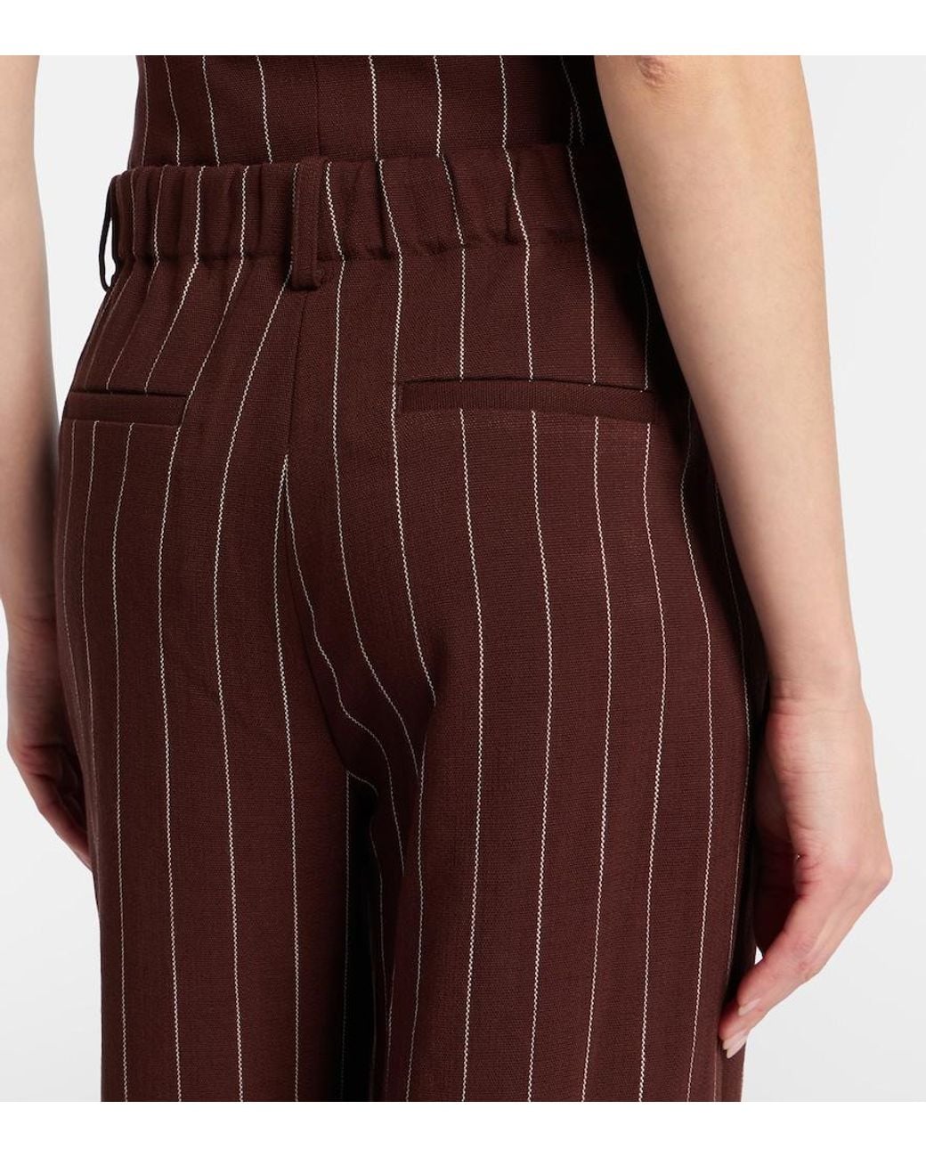 Jonathan Simkhai Purple Tavar Pinstripe Wide-Leg Pants