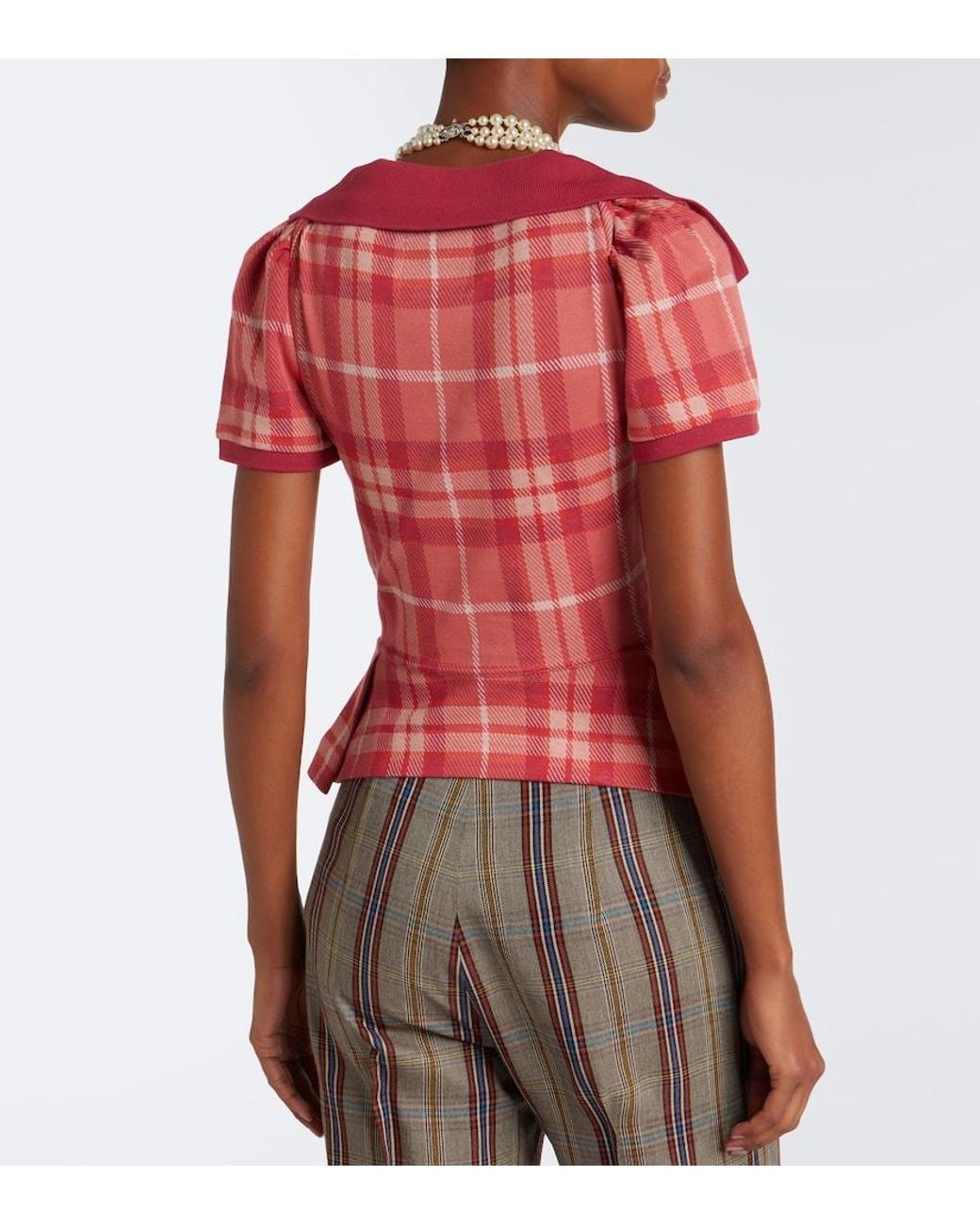 Vivienne Westwood Red Monday Tartan Cotton Top