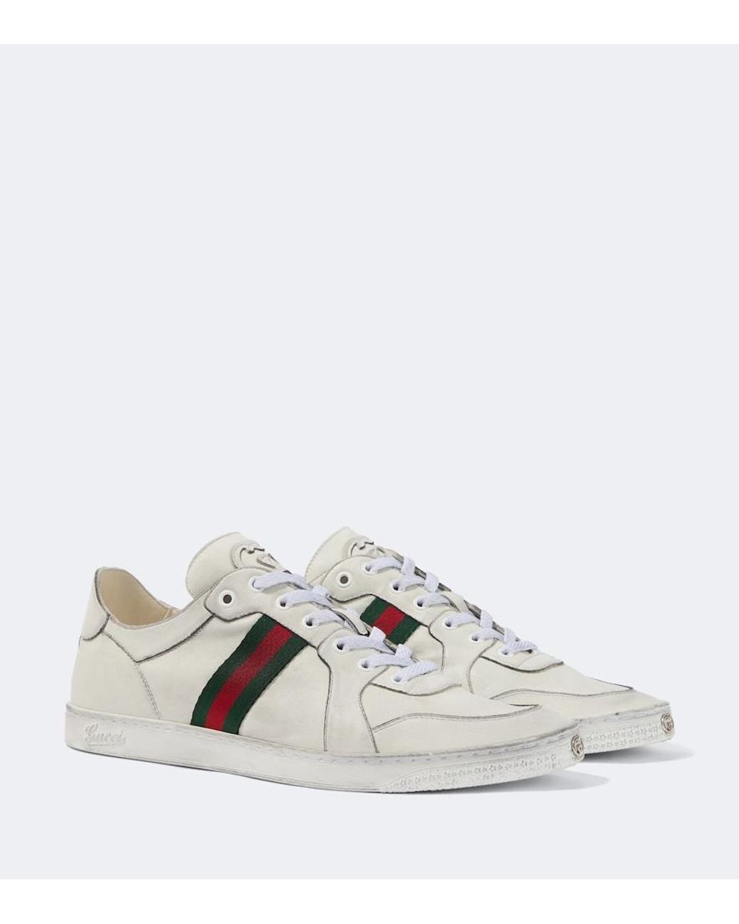 Gucci Metallic Stretch Web Stripe Leather Sneakers for men