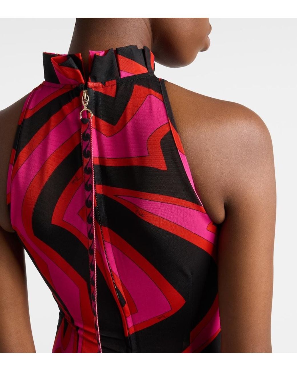 Emilio Pucci Red Labirinto Halterneck Maxi Dress