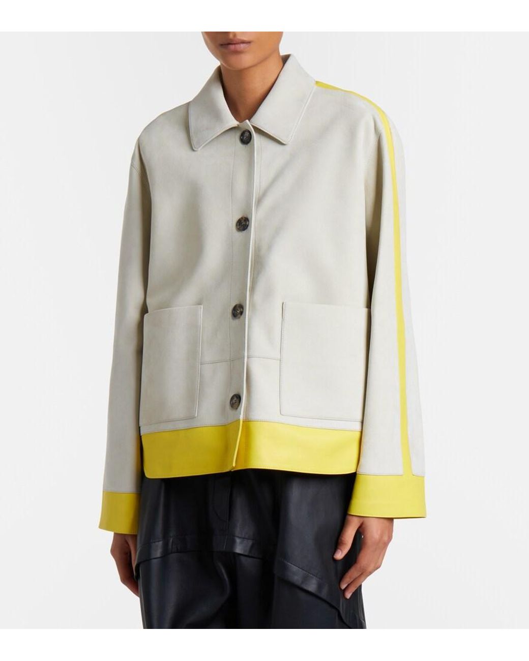 Loewe Natural Leather-Trimmed Suede Jacket