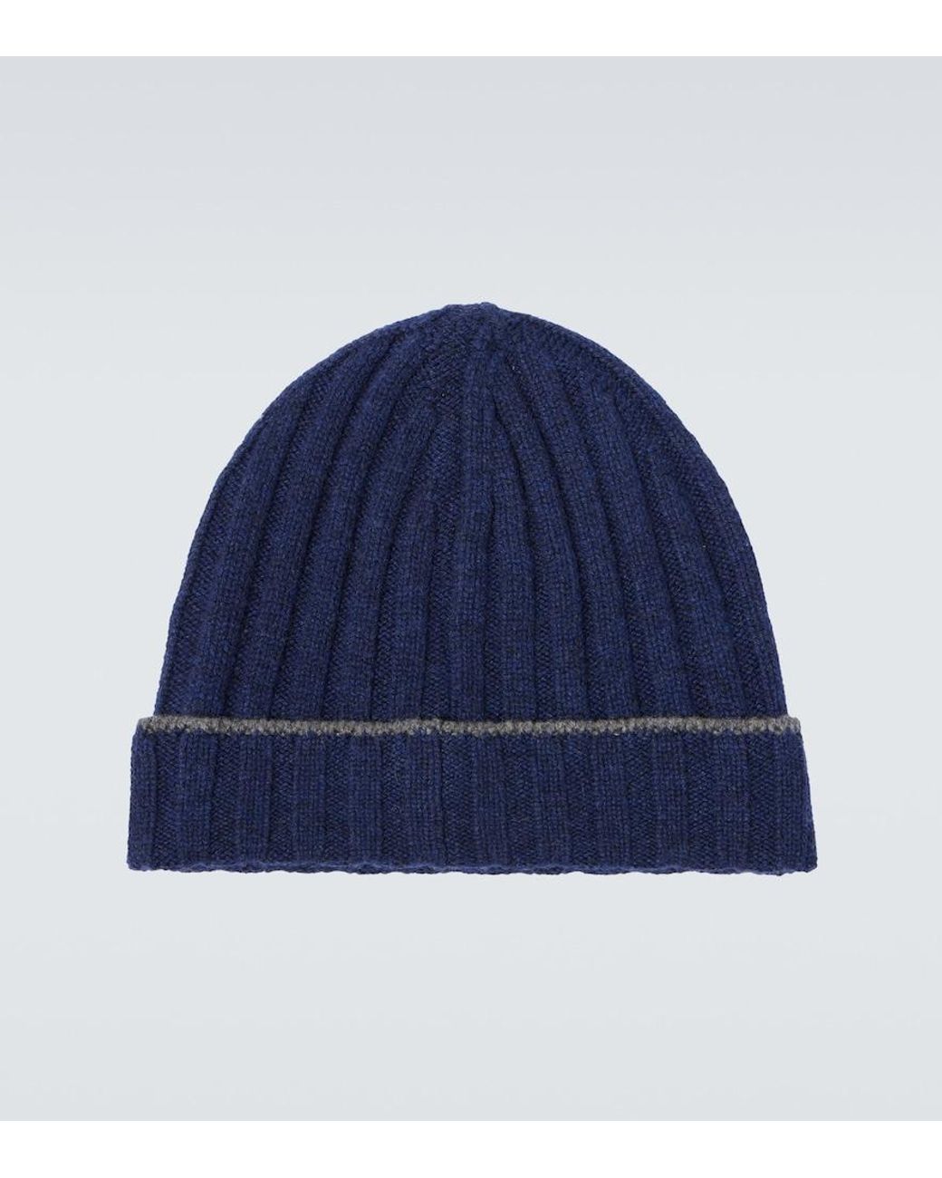 Brunello Cucinelli Blue Cashmere Beanie for men