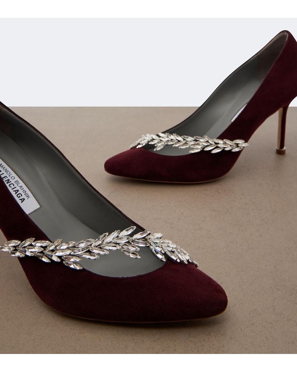 Balenciaga Red X Manolo Blahnik Embellished Suede Pumps