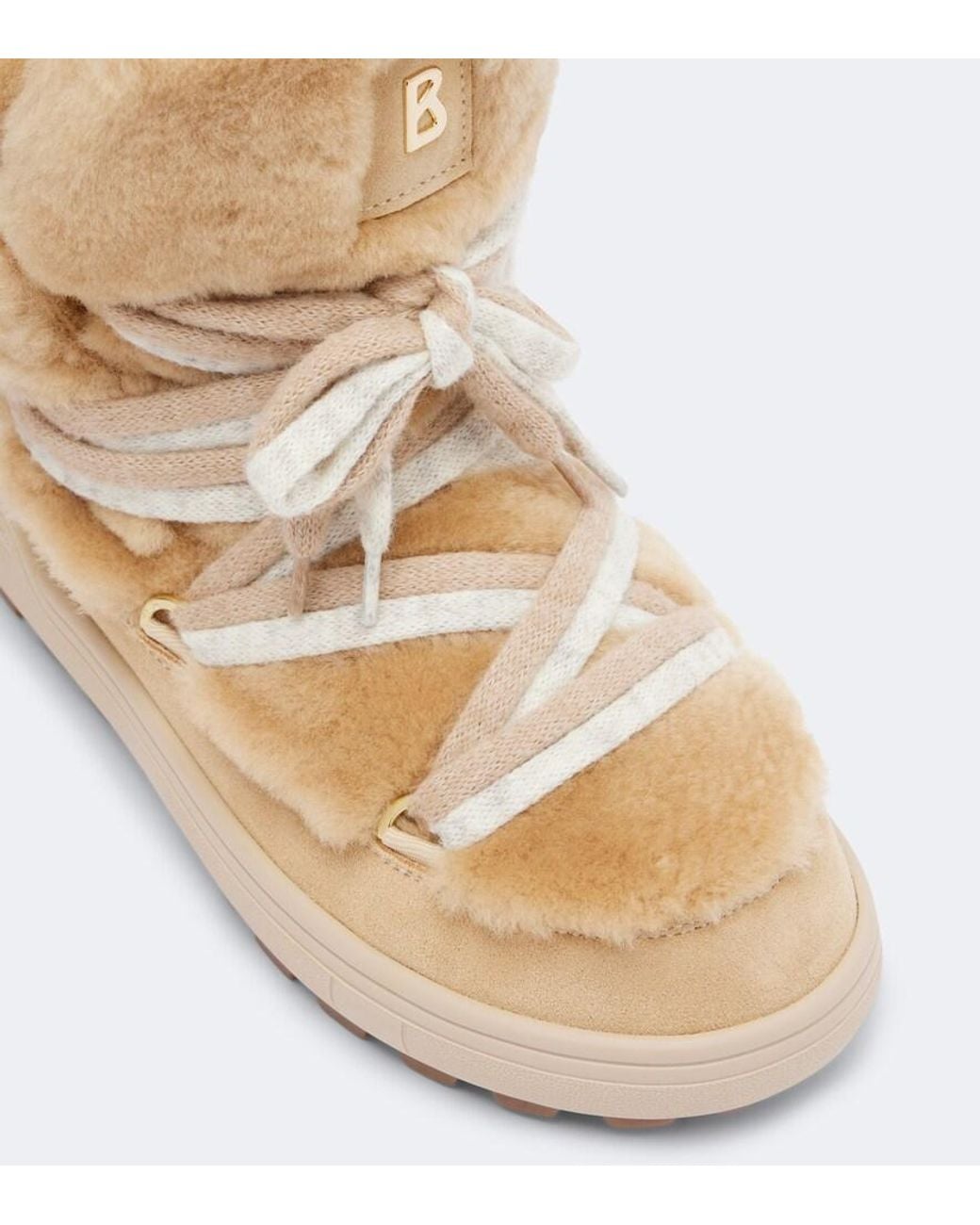 Bogner Natural Chamonix Shearling And Suede Snow Boots