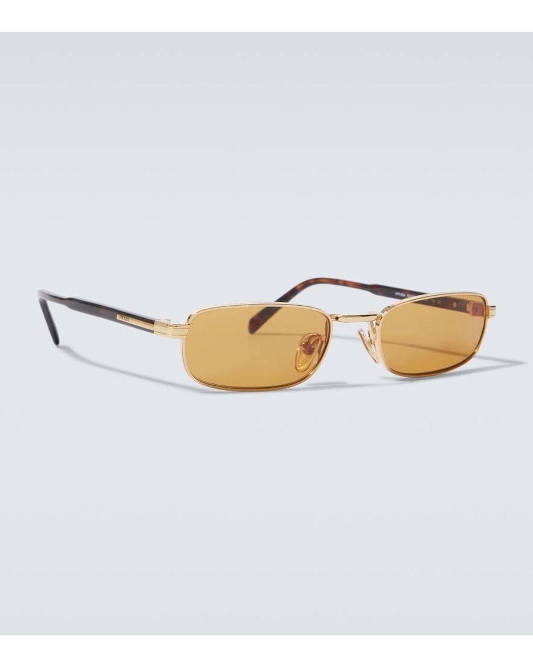 Prada Metallic Logo Rectangular Sunglasses for men