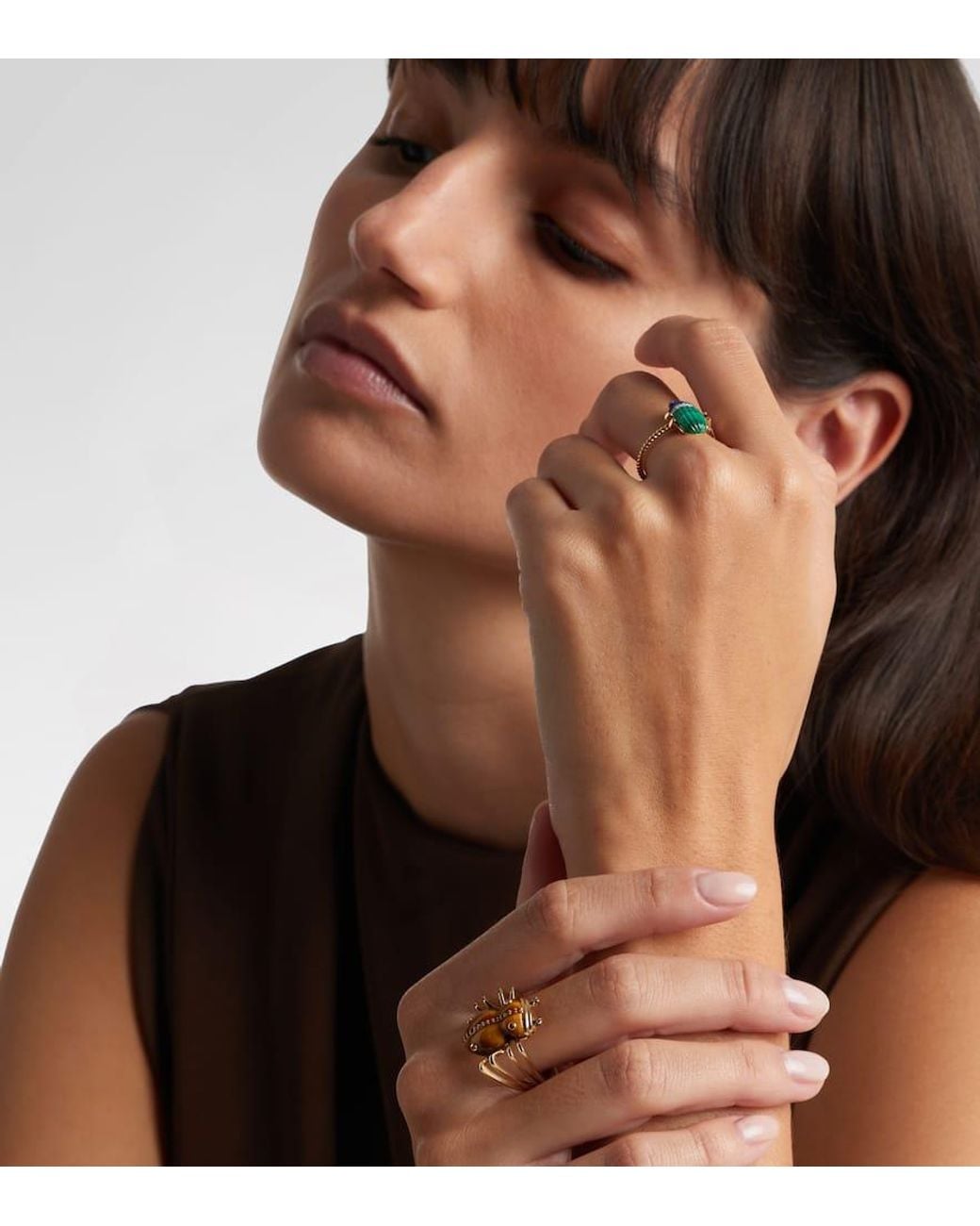 Yvonne Léon Blue Ring Scarabee Mini Aus 9Kt Gelbgold (375/1000) Mit Edelsteinen