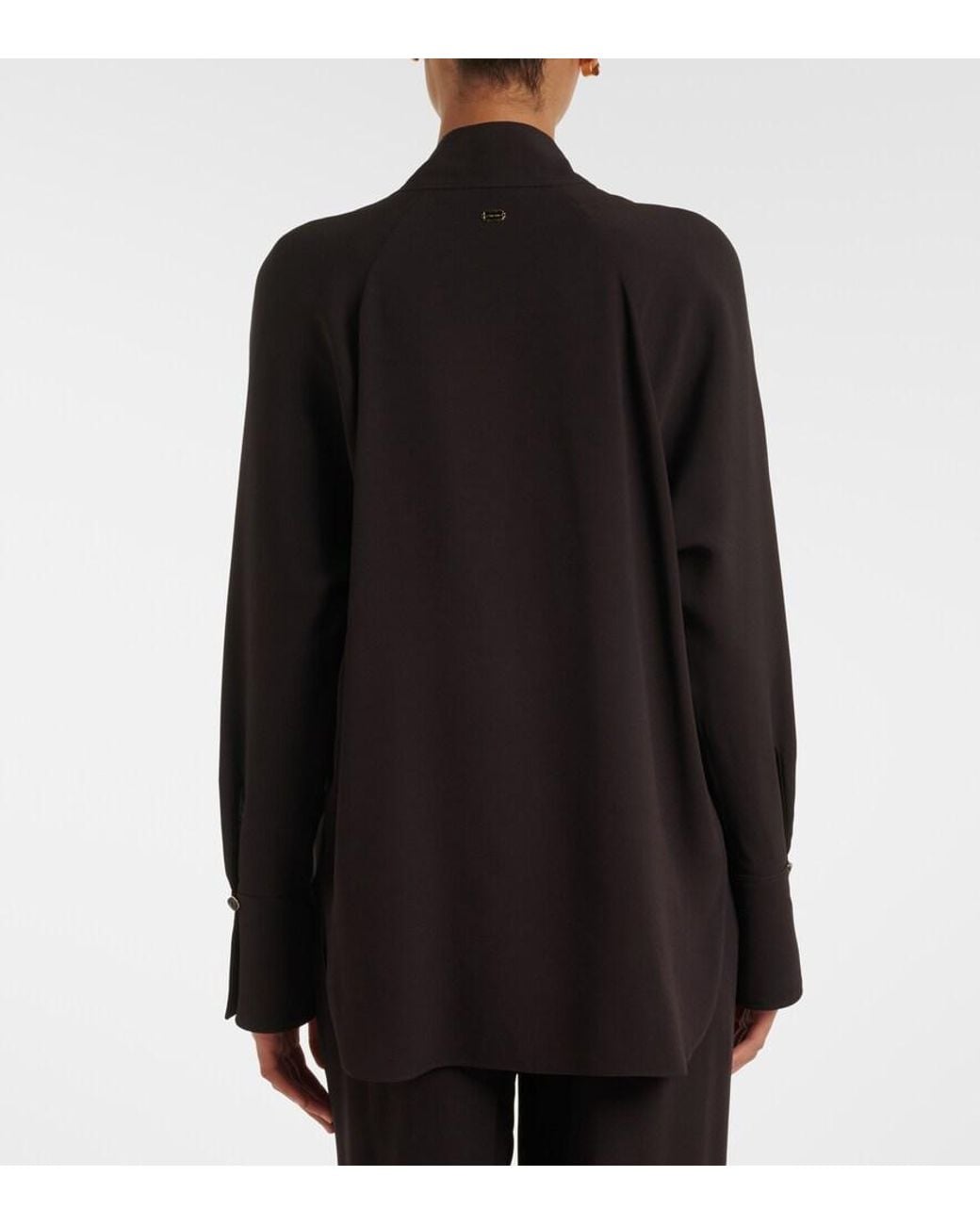 Agnona Black Tie-Neck Jersey Blouse