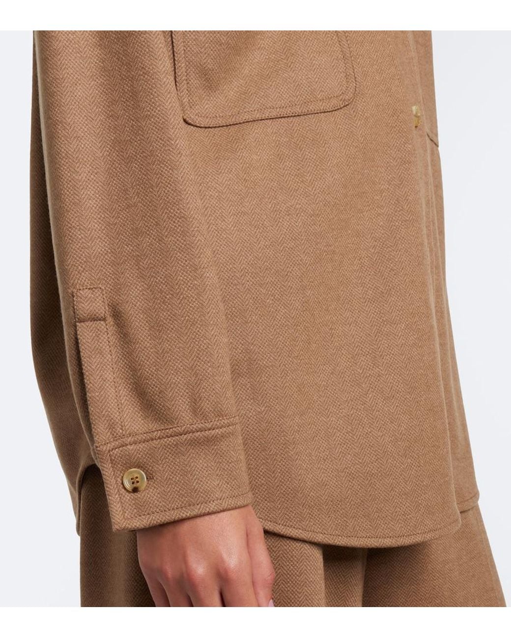 Max Mara Brown Camel Hair And Wool-Blend Shirt
