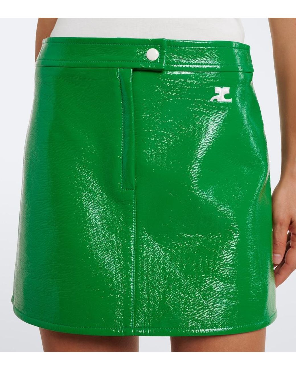 Courreges Green Reedition Vinyl Miniskirt