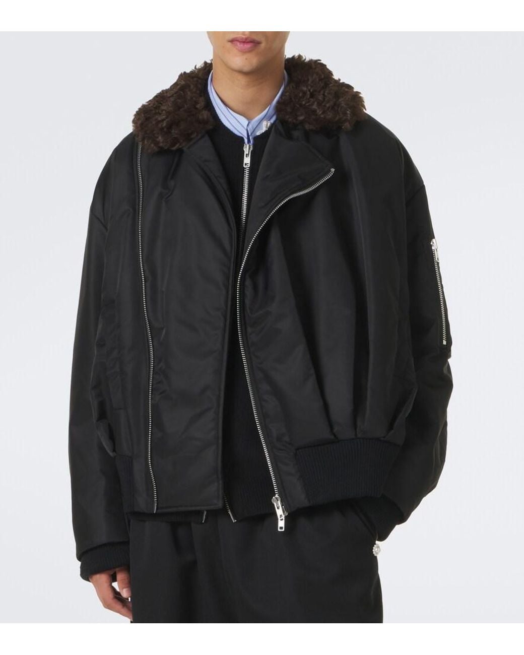 Simone Rocha Black Asymmetric Blouson Jacket for men