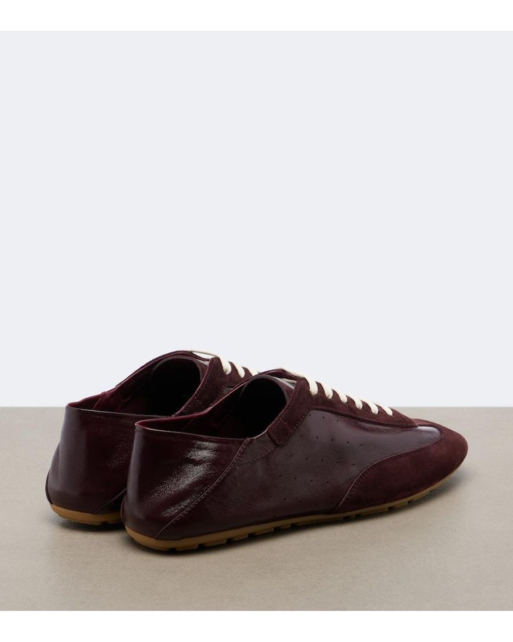 Saint Laurent Brown Lewis Suede-Trimmed Leather Sneakers