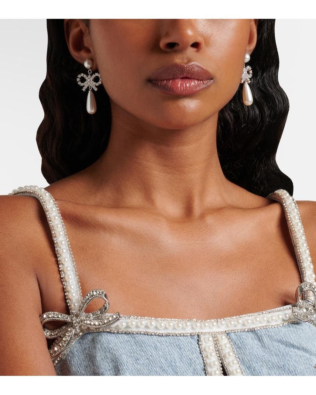 Self-Portrait White Faux Pearl Drop Earrings