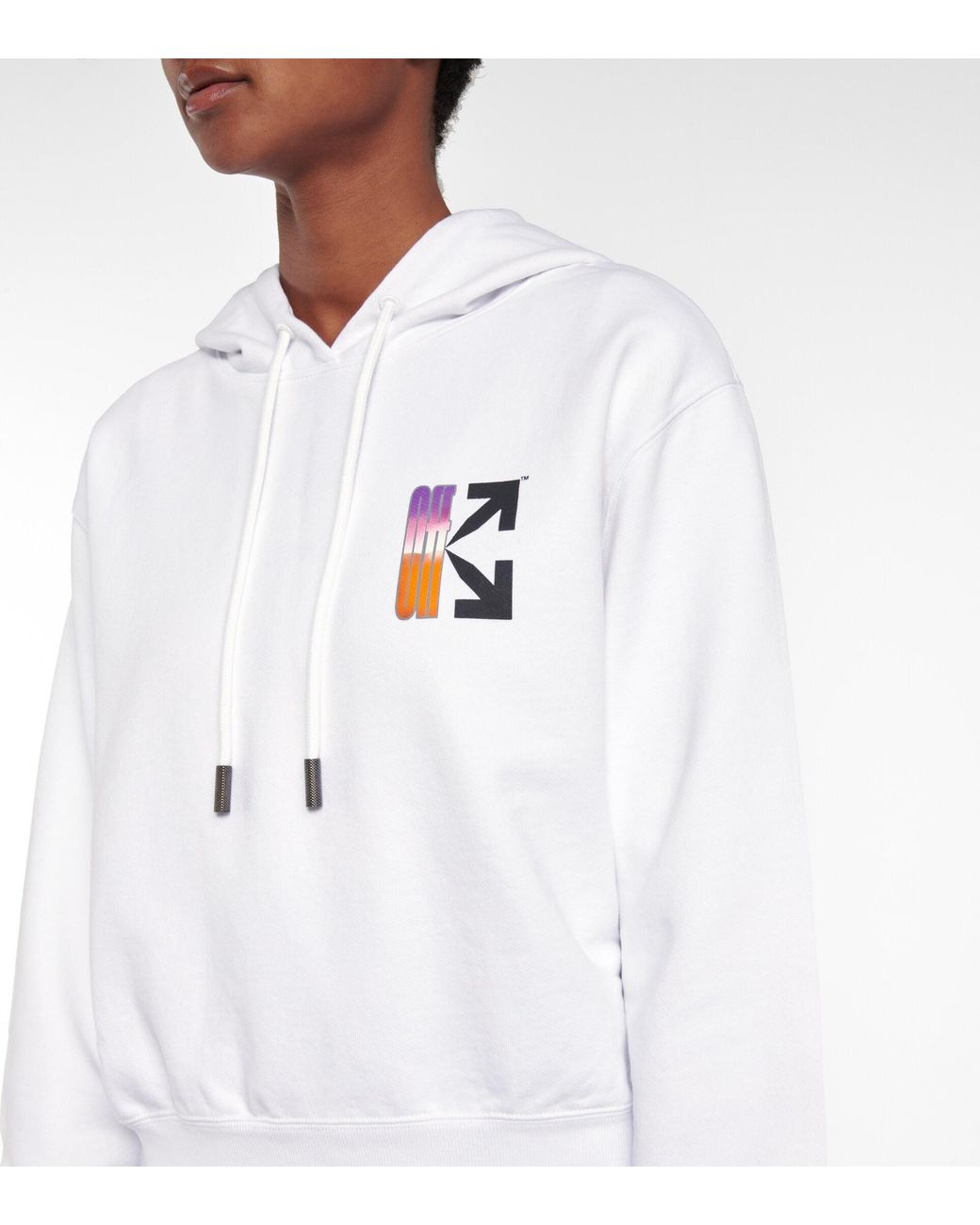 Off-White c/o Virgil Abloh Logo Cotton-jersey Hoodie in White | Lyst