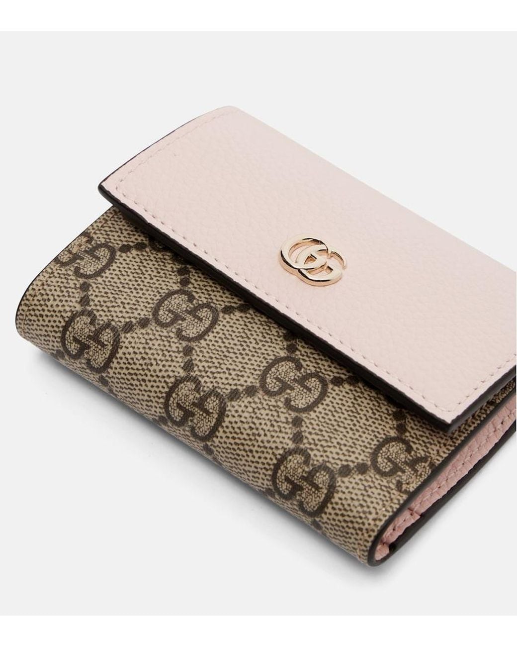 Gucci Natural Gg Marmont Mini Leather-Trimmed Wallet