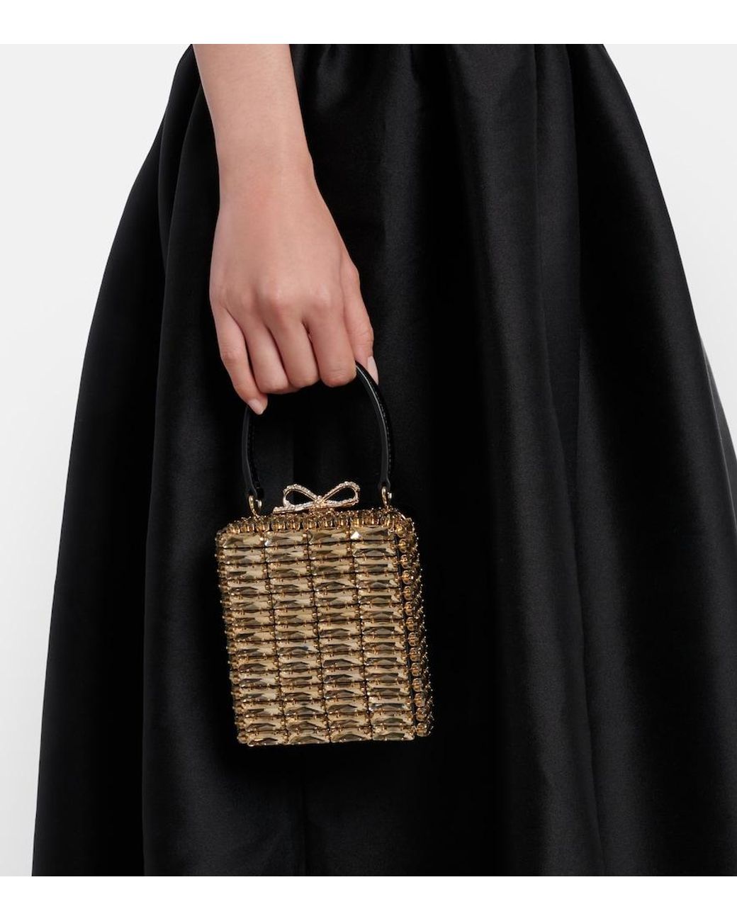 Self-Portrait Metallic Micro Crystal-Embellished Box Bag