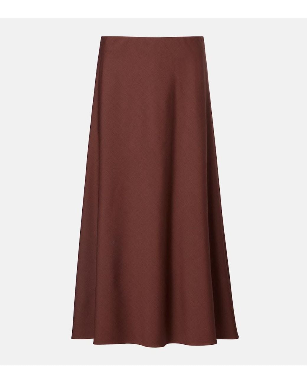 Brunello Cucinelli Brown Wool-Blend Midi Skirt