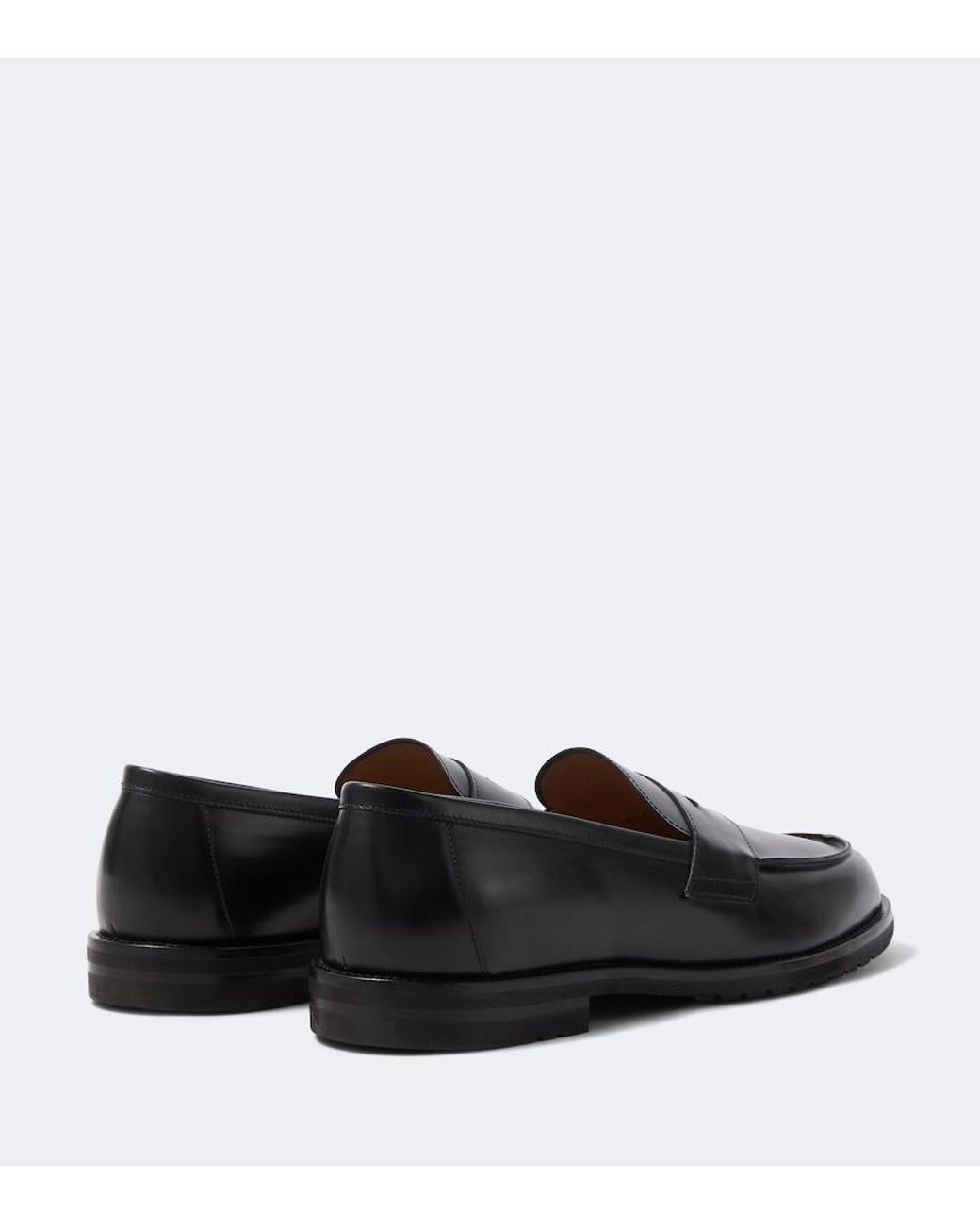 Thom Sweeney Black Leather Penny Loafers for men