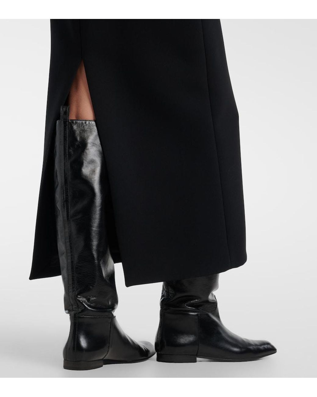 Khaite Black Colt Leather Knee-High Boots
