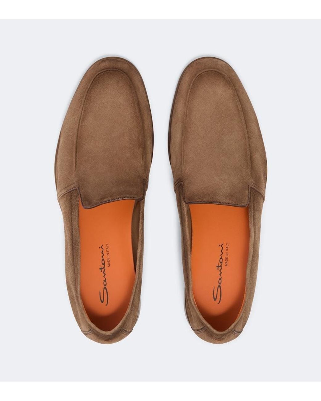 Santoni Brown Suede Loafers for men