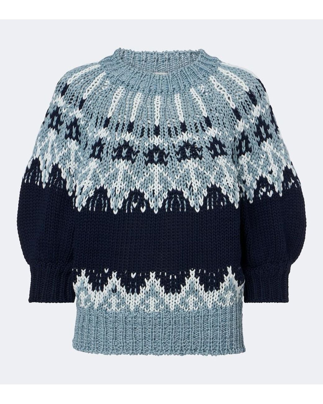 Altuzarra Blue Marty Fair Isle Cotton Sweater