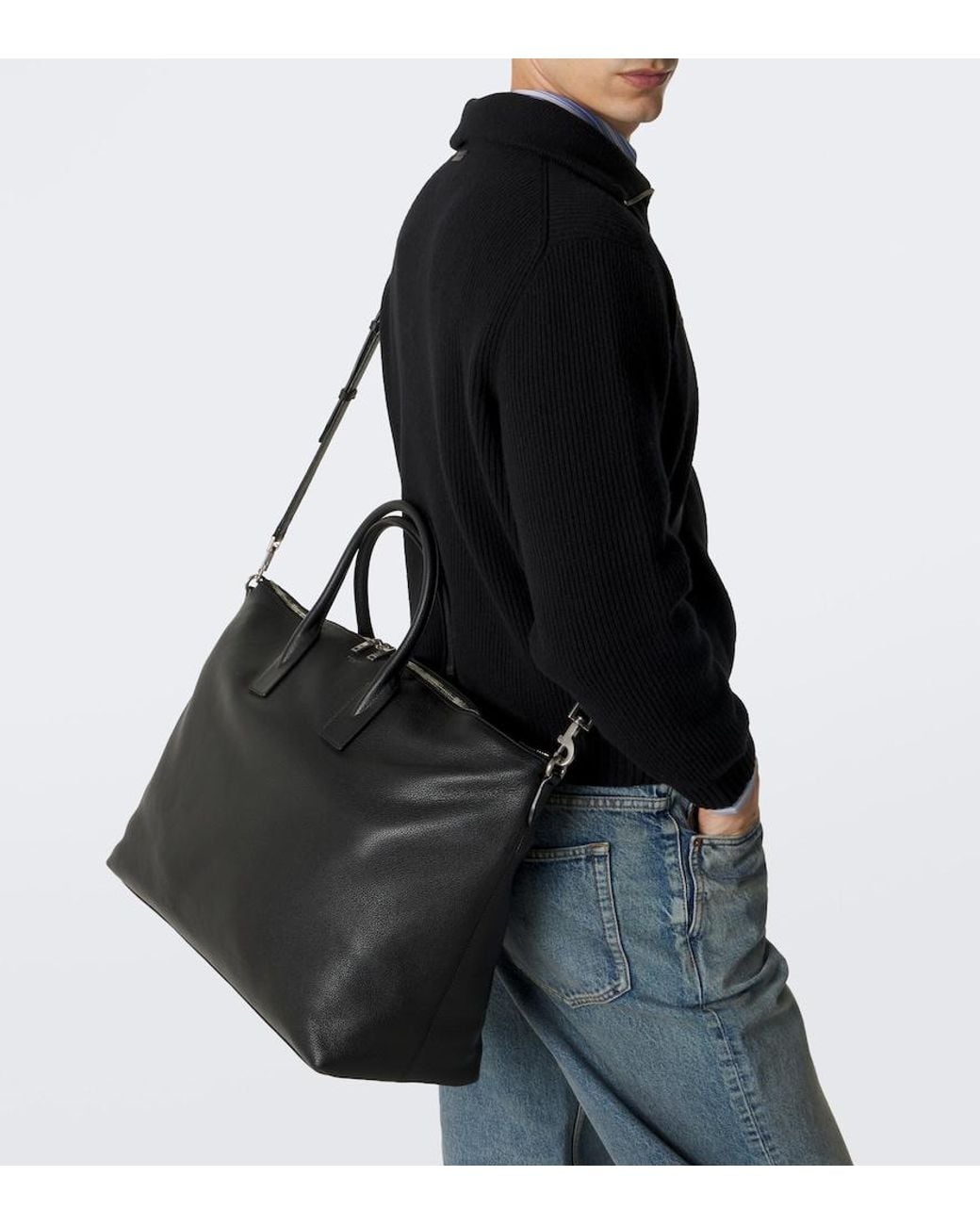 Saint Laurent Black Leather Duffel Bag for men