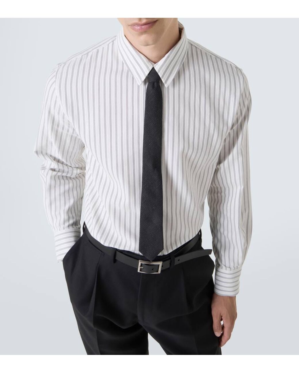 Saint Laurent Hemd Cassandre Aus Baumwolle in White für Herren