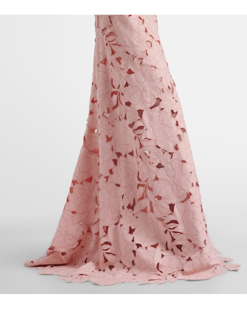 Costarellos Pink Kasia Floral Off-Shoulder Lace Gown