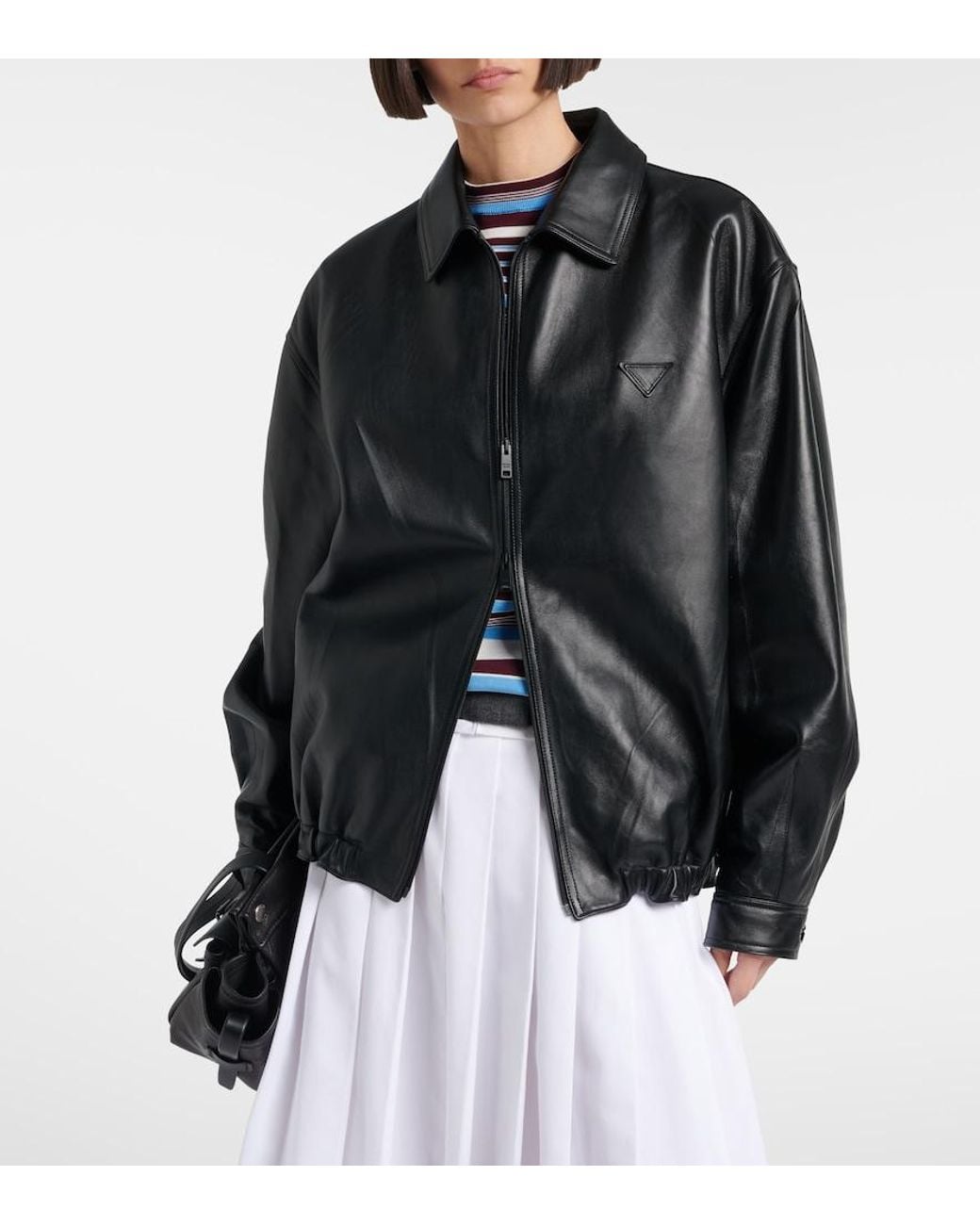 Prada Black Leather Blouson Jacket