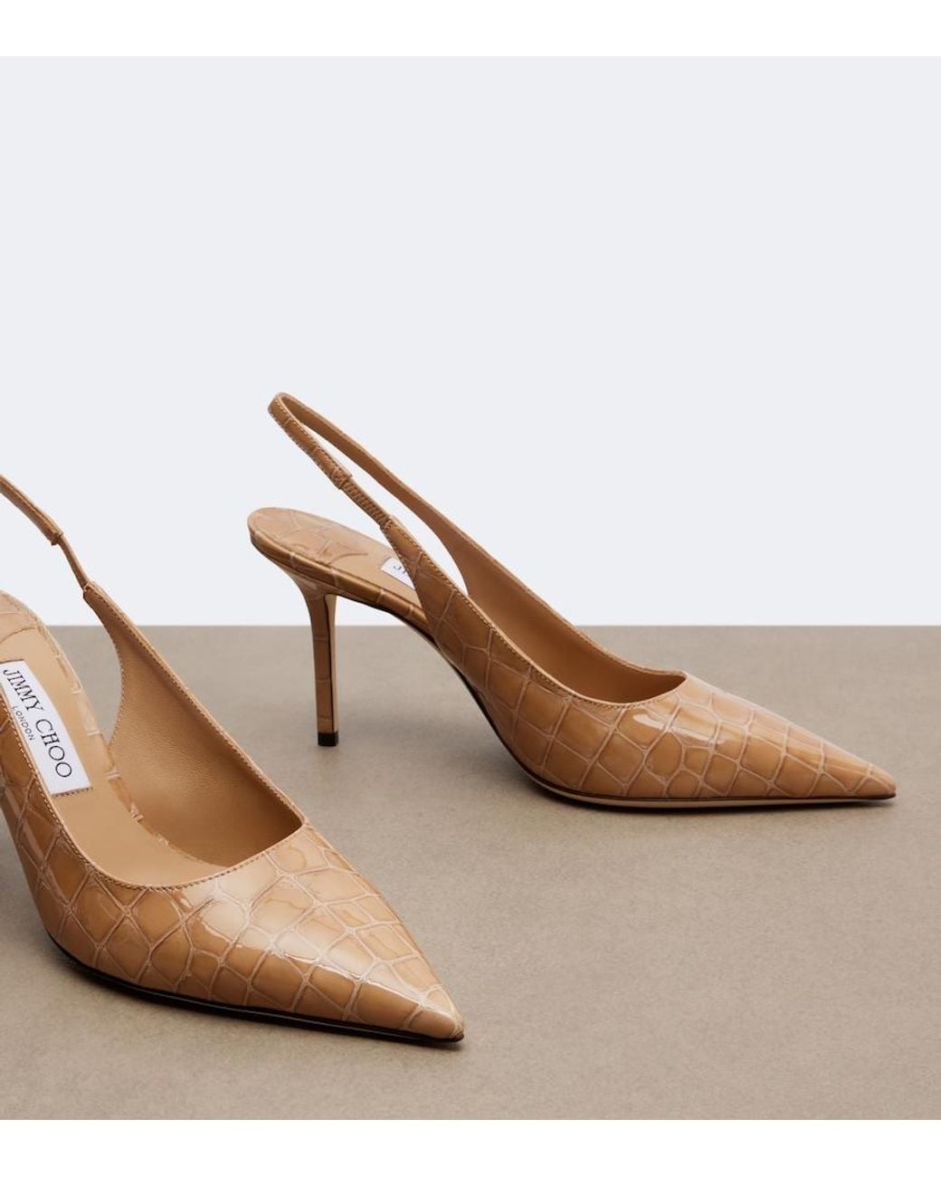 Jimmy Choo Natural Love Croc-Effect Leather Slingback Pumps