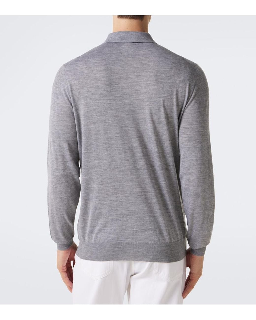 Lardini Gray Wool, Silk, And Cashmere Polo Sweater for men