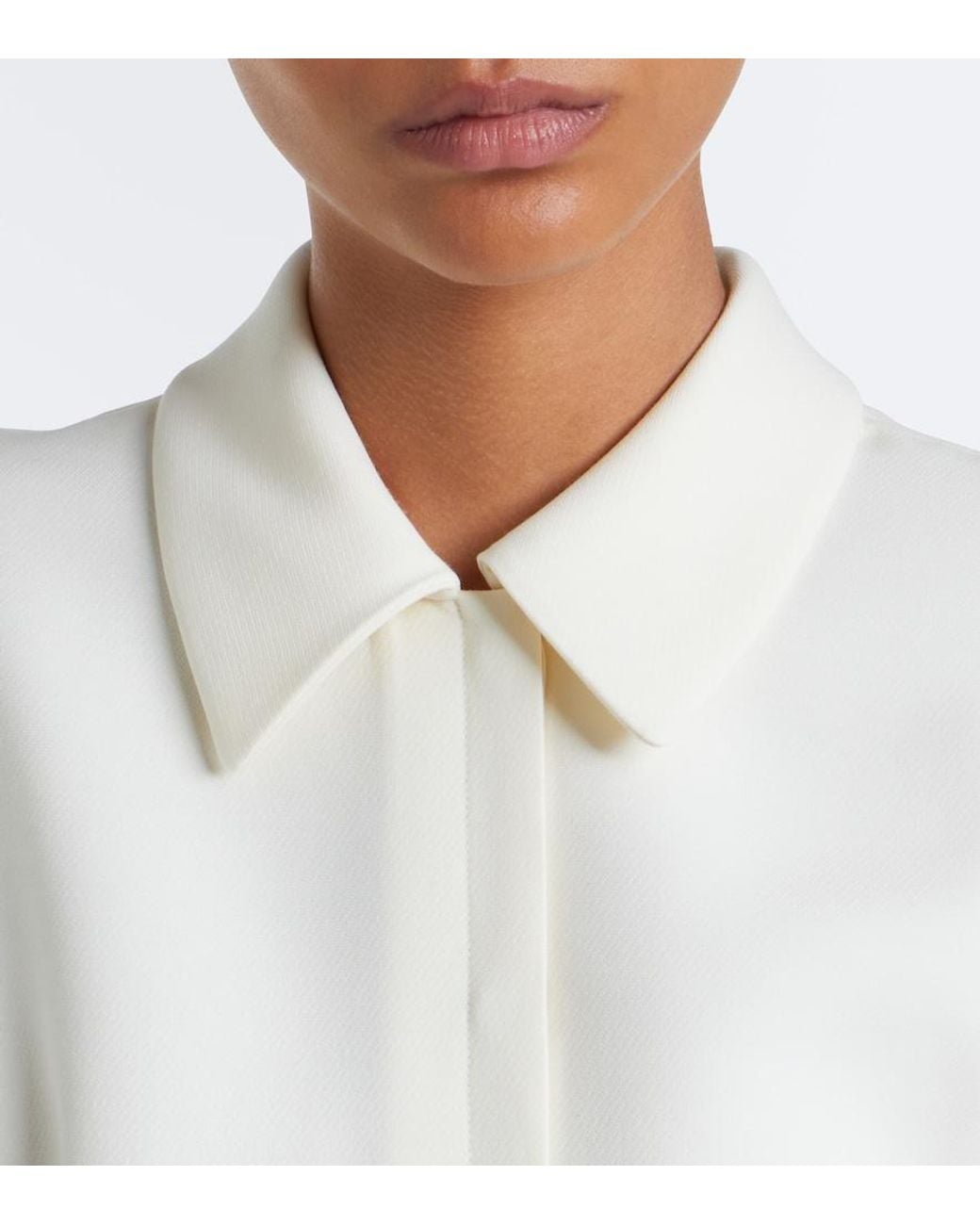 Fendi White Belted Wool And Silk Midi Dress
