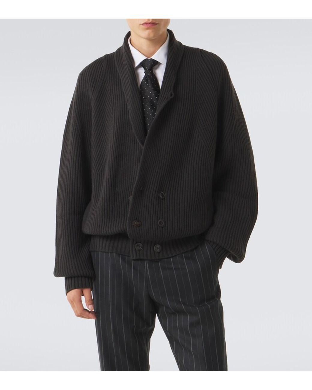 Tom Ford Black Ribbed-Knit Cashmere And Wool Cardigan for men