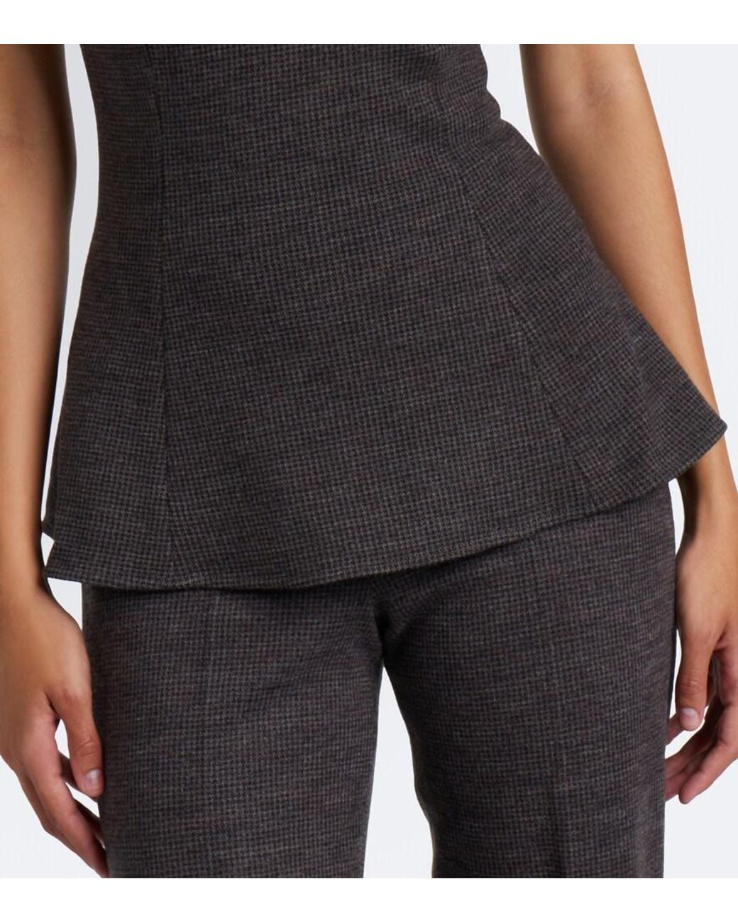 Ralph Lauren Brown Peplum Wool Jersey Top