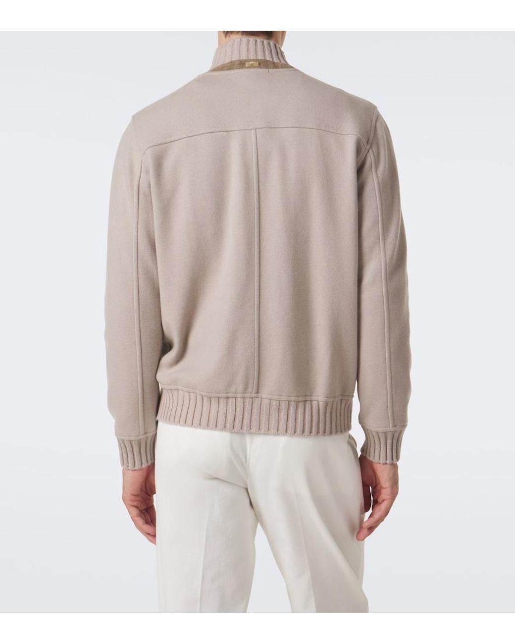 Chaqueta Bomber De Cachemir Fedeli de hombre de color Natural