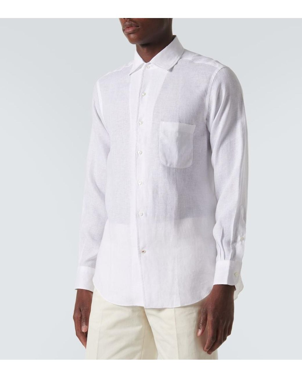Loro Piana White Andre Linen Shirt for men