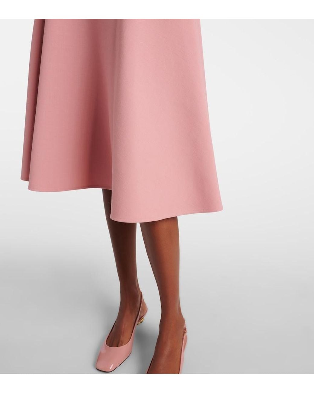 Dolce & Gabbana Pink Woolen Midi Circle Skirt