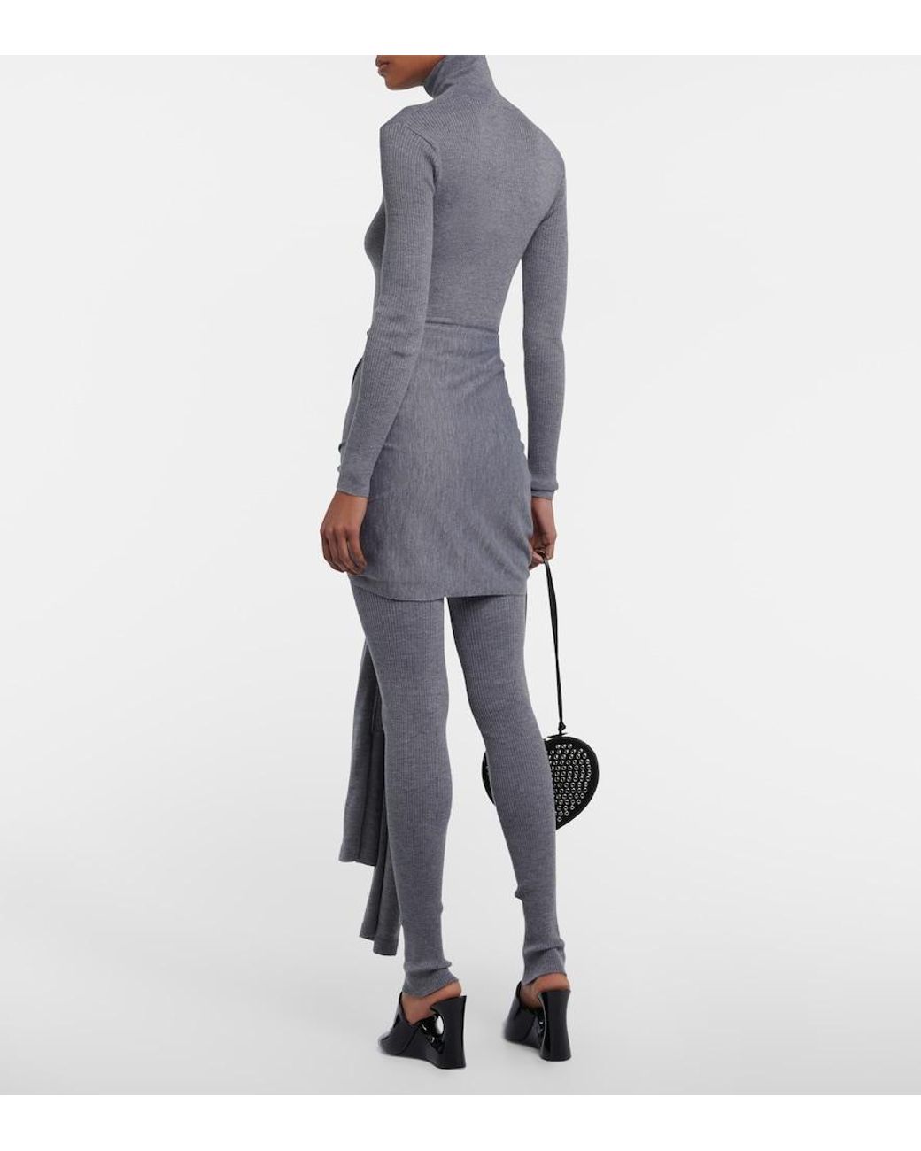 Alaïa Gray Tie-Front Cashmere And Silk Turtleneck Sweater
