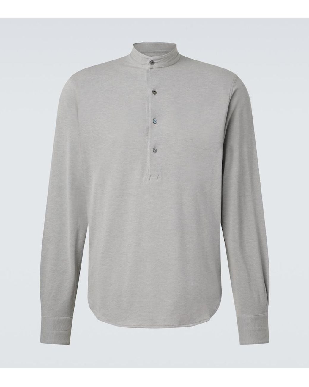 STÒFFA Gray Cotton And Silk Henley Shirt for men