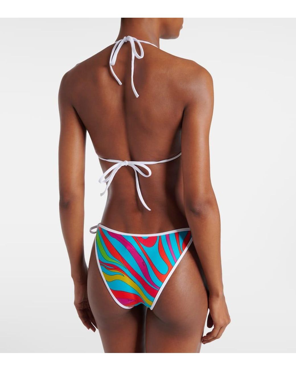 Emilio Pucci Marmo Printed Bikini Top in Blue | Lyst