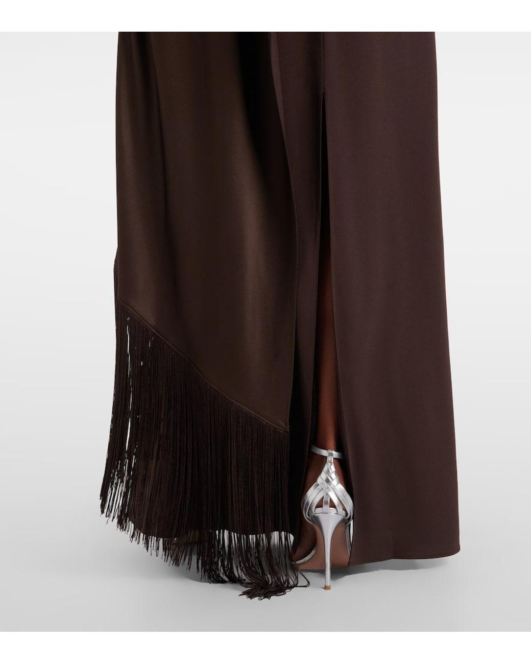 Taller Marmo Brown Mounia Caped Crepe Cady Gown