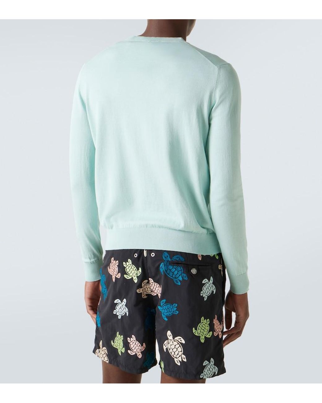 Vilebrequin Blue Jacquard Cotton Sweater for men