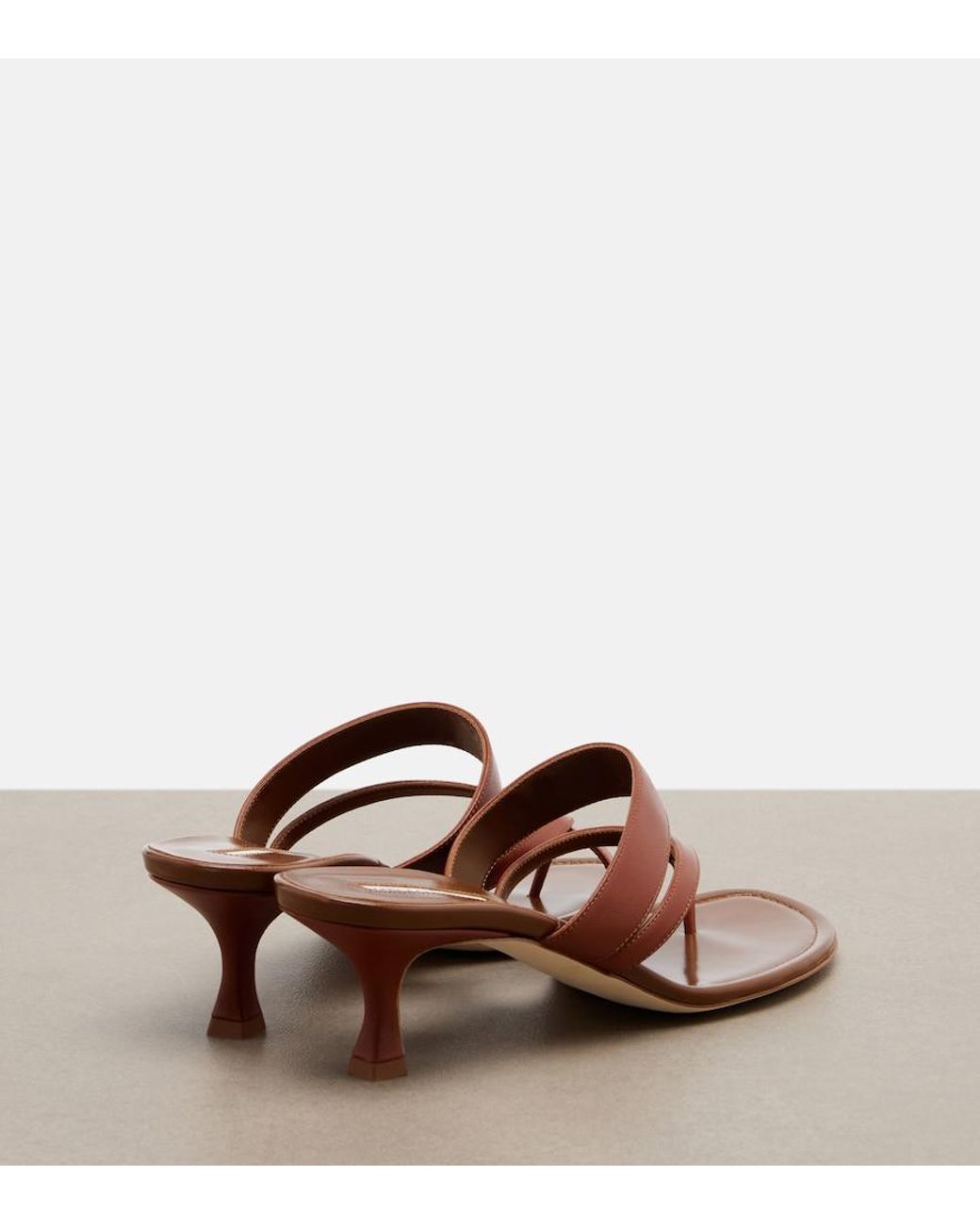 Manolo Blahnik Brown Susa Leather Thong Sandals