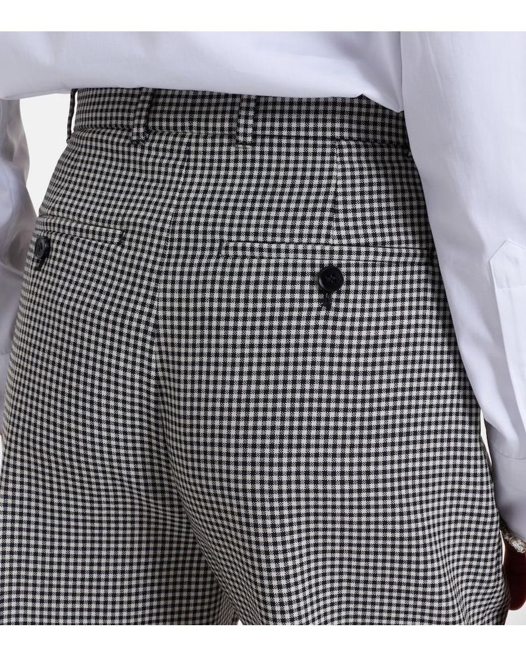 McQueen Gray Gingham Wool Wide-Leg Pants