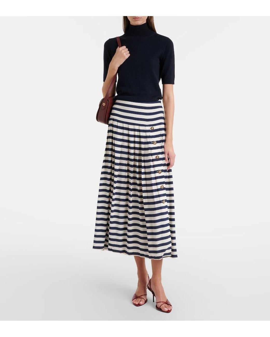 Jupe Midi Lea Rayee Rixo en coloris Blue