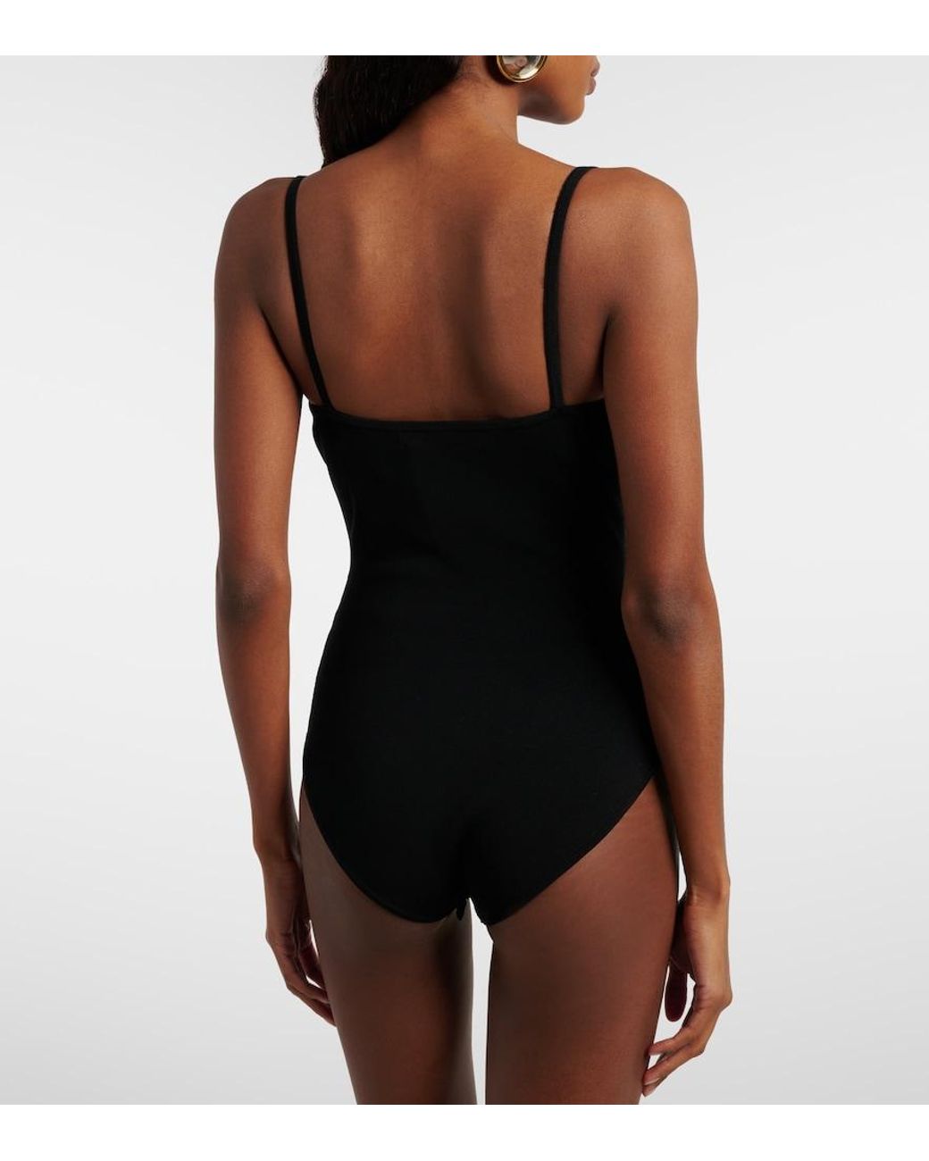 Christopher Esber Black Odessa Cutout Embellished Ribbed-Knit Bodysuit