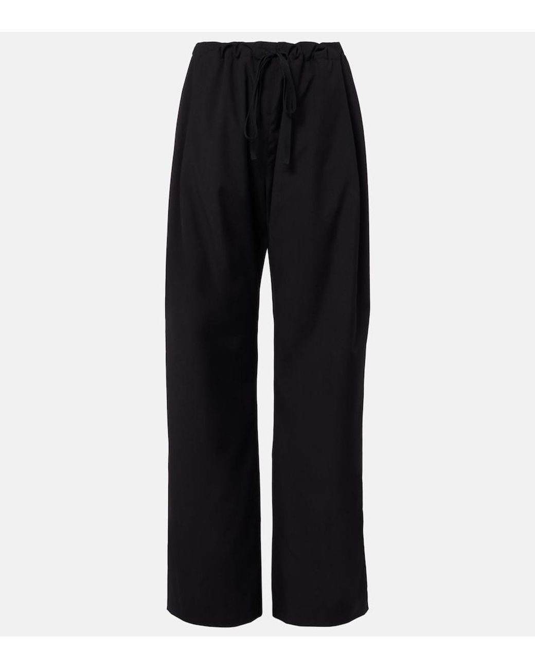 Khaite Black Rohen Virgin Wool Wide-Leg Pants